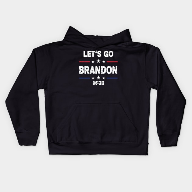 Lets Go Brandon American Flag Impeach Biden Kids Hoodie by Charaf Eddine